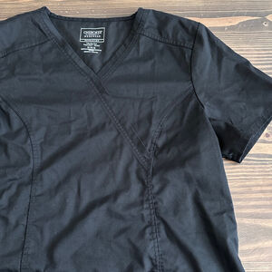 Cherokee Revolution Scrub Top Womens M Black V Neck Stretch Nurse Uniform